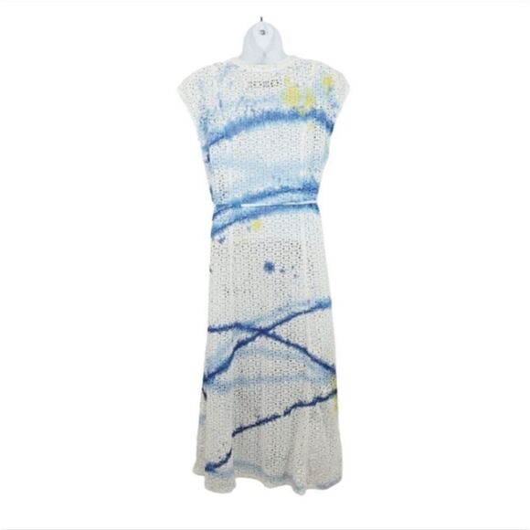 NEW Raquel Allegra Alice Eyelet Shift Dress in Blue Watercolor US Size Small 4/6 - Picture 6 of 13
